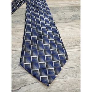 Paul Dione Blue Geometric Men's Necktie 100% Silk